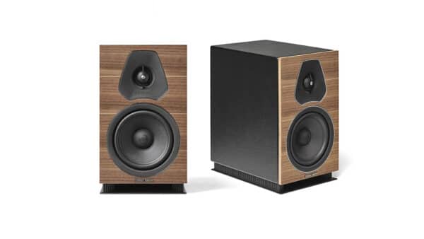 Sonus Faber Lumina II Bookshelf Speakers Walnut with maple inlays veneered multilayer wood – Black Leather