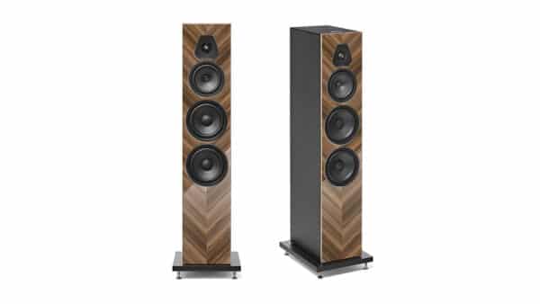 Sonus Faber Lumina V Armator Floorstanding Speakers Walnut High Gloss Multilayer Wood – Black Leather