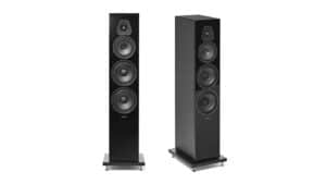 Sonus Faber Lumina V Floorstanding Speakers Piano Black lacquered multilayer wood – Black Leather