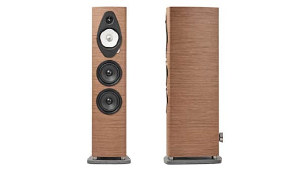 Sonus Faber Sonetto V G2 Floorstanding Speakers Walnut Wood Leather Concrete 1