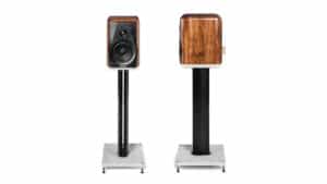 Sonus Faber Electa Amator III Bookshelf Speakers Solid Walnut Black Leather Caarrara Marble Brass