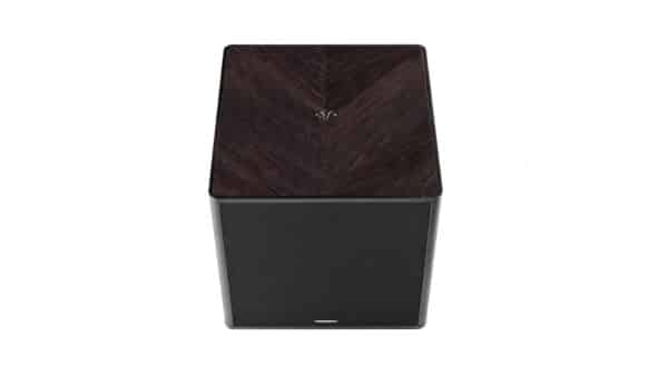 Sonus Faber Gravis V Subwoofer Graphite High Gloss with 45 degree grain Inlaid Sonus faber logo Black Leather