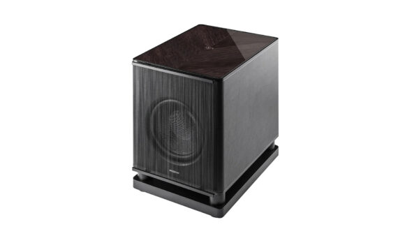 Sonus Faber Gravis VI Subwoofer Graphite High Gloss with 45 degree grains Inlaid Sonus faber logo Black Leather
