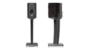 Sonus Faber Guarneri G5 Bookshelf Speakers with Stands Graphite Wood Italian Leather