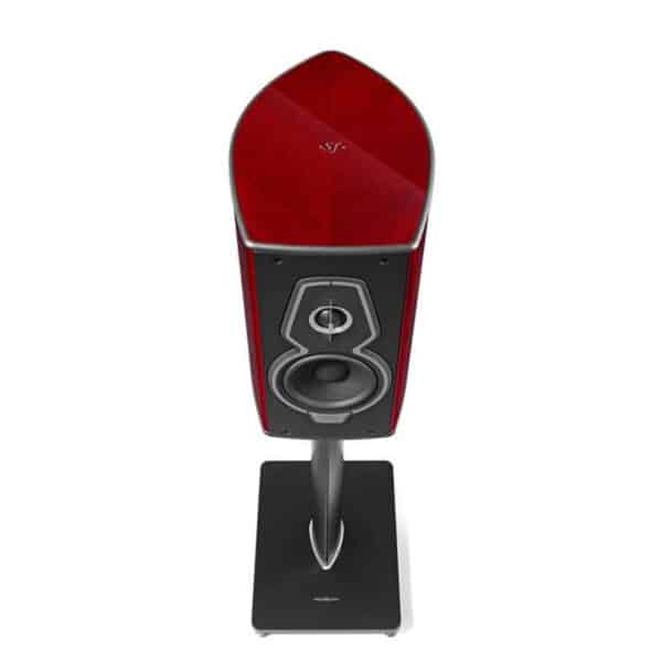 Sonus Faber Guarneri G5 Bookshelf Speakers with Stands Red Wood Italian Leather 2